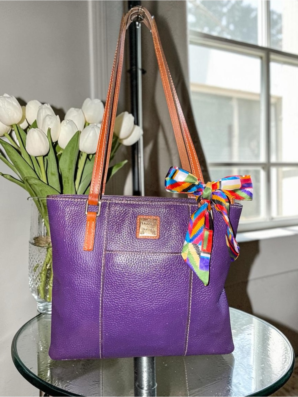 Dooney & Bourke Pebble Grain Purple Lexington Tote EUC